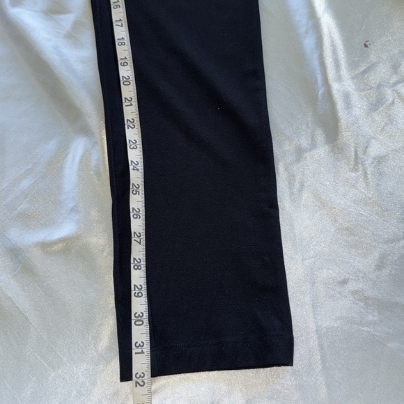 Eileen Fisher Black Textured Crepe Pants Slim Fit Stretch Elastic Waist Pull On - Picture 7 of 12